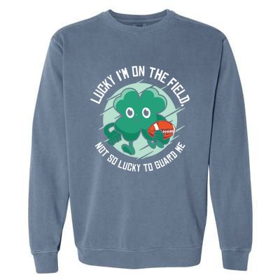 St Patrick's Day American Football Shamrock Clover Rugby Gift Garment-Dyed Sweatshirt