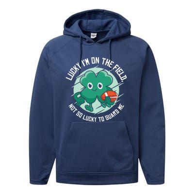 St Patrick's Day American Football Shamrock Clover Rugby Gift Performance Fleece Hoodie