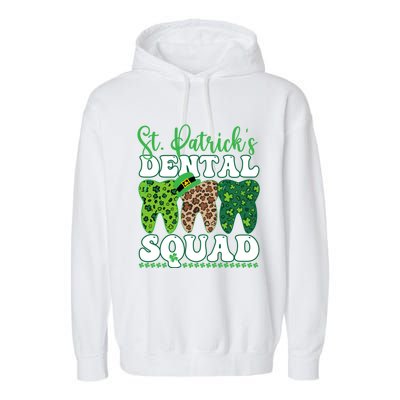 St Patrick's Dental Squad Leopard Tooth For Dentists Gift Garment-Dyed Fleece Hoodie