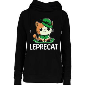 St Patricks Day Parade leprecat Funny irish cat Womens Funnel Neck Pullover Hood