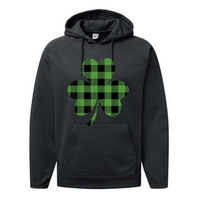 St Patricks Day Tee Irish Wo  Plaid Graphic Shamrock Performance Fleece Hoodie