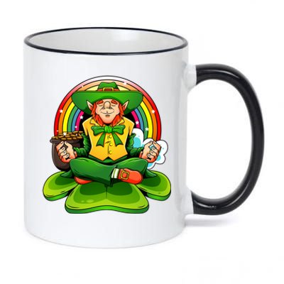 St Patricks Day Irish Yoga Leprechaun Meditating Yogi Patty Gift 11oz Black Color Changing Mug