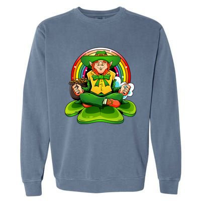 St Patricks Day Irish Yoga Leprechaun Meditating Yogi Patty Gift Garment-Dyed Sweatshirt