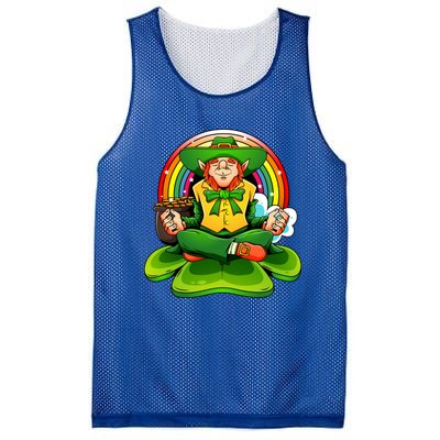 St Patricks Day Irish Yoga Leprechaun Meditating Yogi Patty Gift Mesh Reversible Basketball Jersey Tank