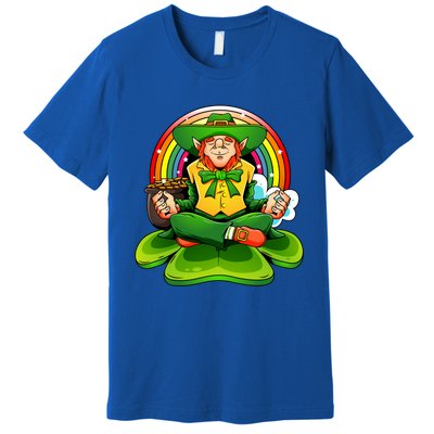 St Patricks Day Irish Yoga Leprechaun Meditating Yogi Patty Gift Premium T-Shirt