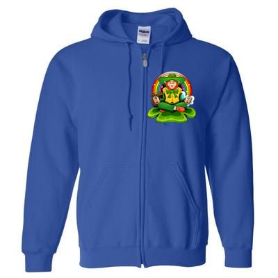 St Patricks Day Irish Yoga Leprechaun Meditating Yogi Patty Gift Full Zip Hoodie