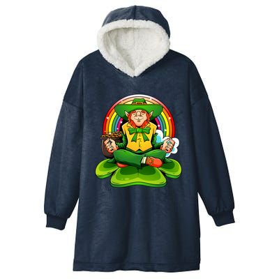 St Patricks Day Irish Yoga Leprechaun Meditating Yogi Patty Gift Hooded Wearable Blanket