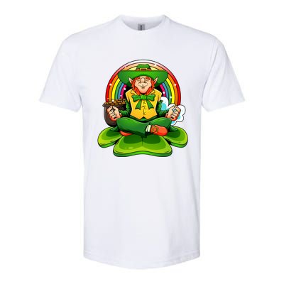 St Patricks Day Irish Yoga Leprechaun Meditating Yogi Patty Gift Softstyle® CVC T-Shirt