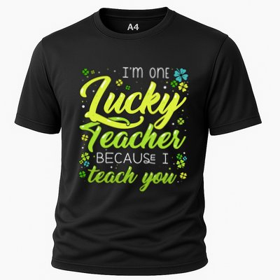 St Patrick's Day Teacher Shamrock Lucky Because I Teach You Performance Shirt