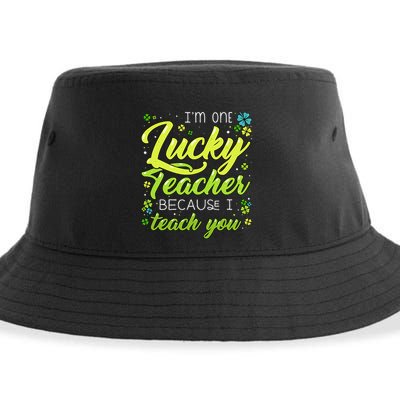 St Patrick's Day Teacher Shamrock Lucky Because I Teach You Sustainable Bucket Hat