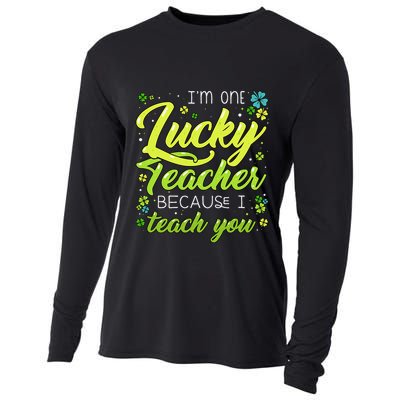 St Patrick's Day Teacher Shamrock Lucky Because I Teach You Cooling Performance Long Sleeve Crew
