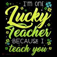 St Patrick's Day Teacher Shamrock Lucky Because I Teach You Sustainable Knit Beanie