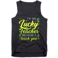 St Patrick's Day Teacher Shamrock Lucky Because I Teach You Tank Top