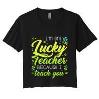 St Patrick's Day Teacher Shamrock Lucky Because I Teach You Crop Top