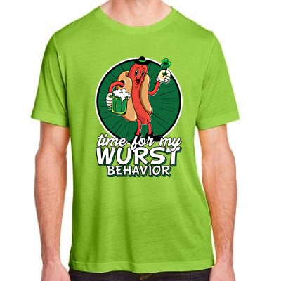 St Patricks Day Time For My Wurst Behavior Lucky Beer Pong Great Gift Adult ChromaSoft Performance T-Shirt