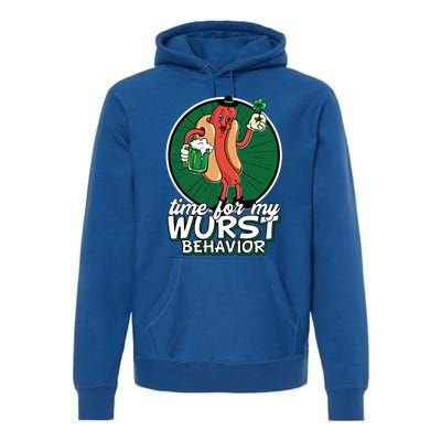 St Patricks Day Time For My Wurst Behavior Lucky Beer Pong Great Gift Premium Hoodie