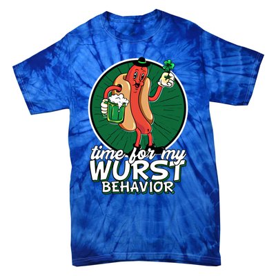 St Patricks Day Time For My Wurst Behavior Lucky Beer Pong Great Gift Tie-Dye T-Shirt