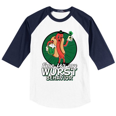 St Patricks Day Time For My Wurst Behavior Lucky Beer Pong Great Gift Baseball Sleeve Shirt