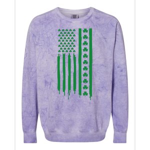 St Patricks Day Usa Flag Gift Colorblast Crewneck Sweatshirt