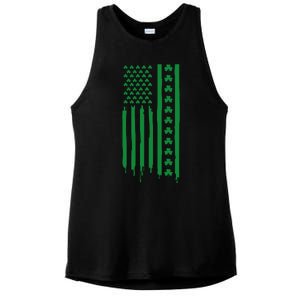 St Patricks Day Usa Flag Gift Ladies PosiCharge Tri-Blend Wicking Tank