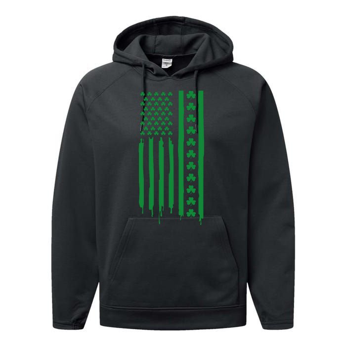 St Patricks Day Usa Flag Gift Performance Fleece Hoodie