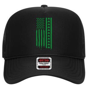 St Patricks Day Usa Flag Gift High Crown Mesh Back Trucker Hat