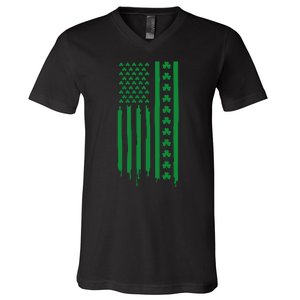 St Patricks Day Usa Flag Gift V-Neck T-Shirt