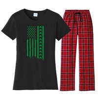 St Patricks Day Usa Flag Gift Women's Flannel Pajama Set