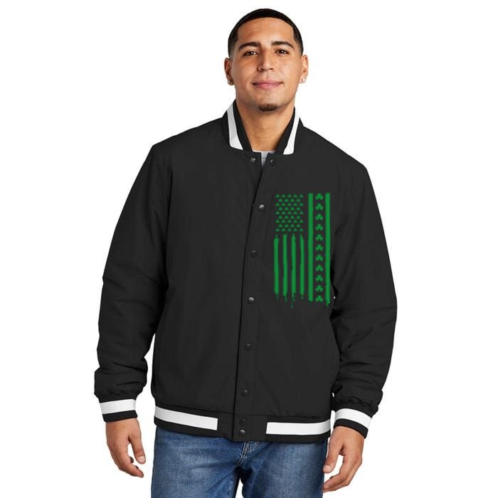 St Patricks Day Usa Flag Gift Insulated Varsity Jacket