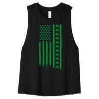 St Patricks Day Usa Flag Gift Women's Racerback Cropped Tank