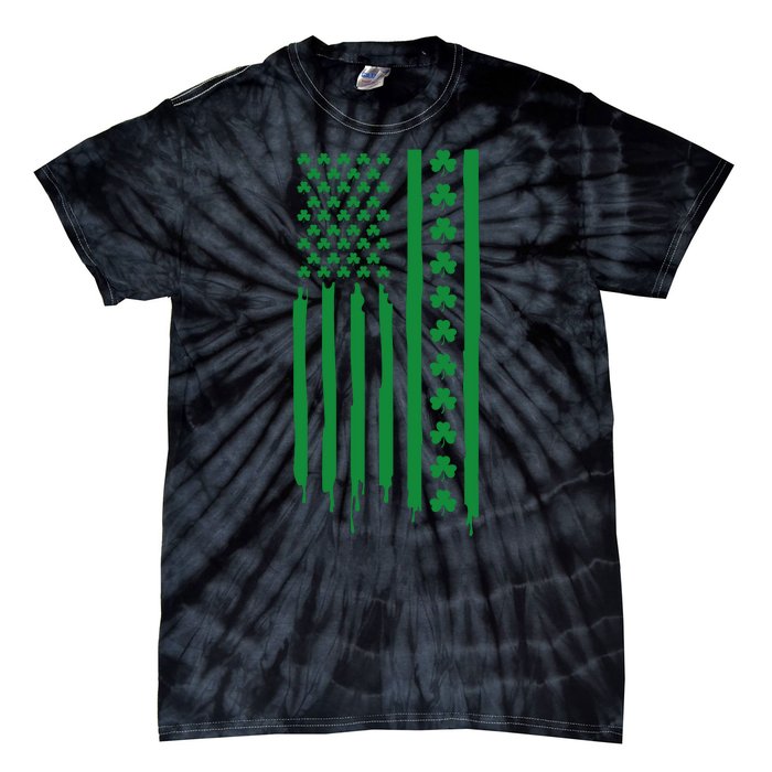 St Patricks Day Usa Flag Gift Tie-Dye T-Shirt