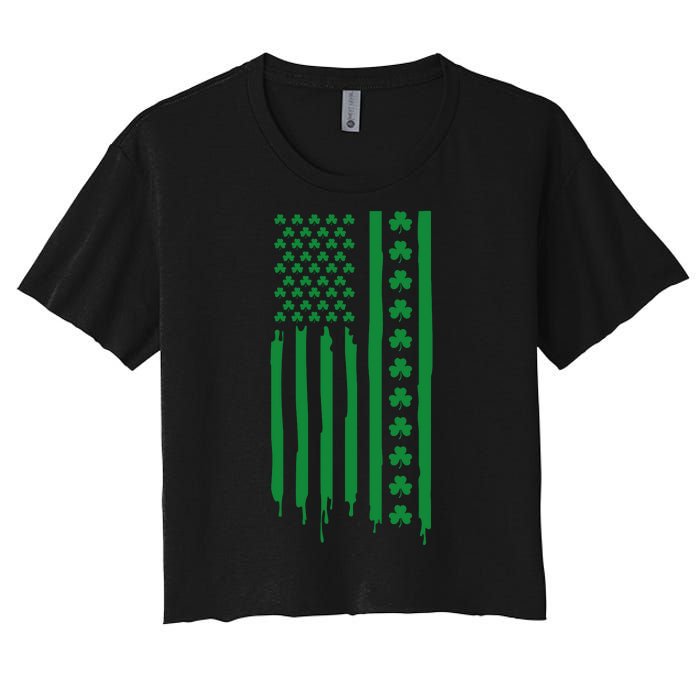 St Patricks Day Usa Flag Gift Women's Crop Top Tee