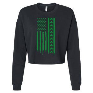 St Patricks Day Usa Flag Gift Cropped Pullover Crew