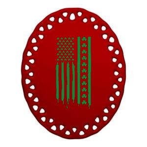 St Patricks Day Usa Flag Gift Ceramic Oval Ornament