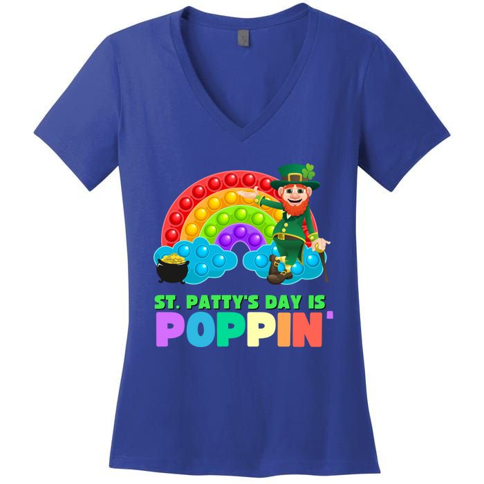 St Patricks Day Pop It Fidget Toy Leprechaun Gift Women's V-Neck T-Shirt