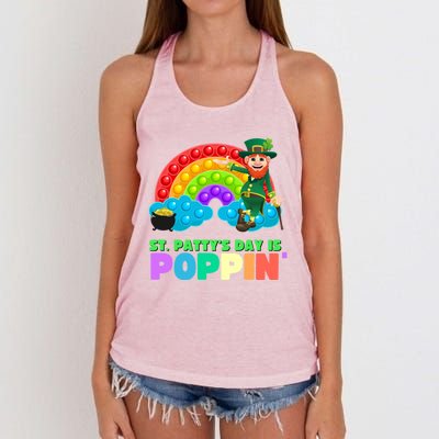 St Patricks Day Pop It Fidget Toy Leprechaun Gift Women's Knotted Racerback Tank