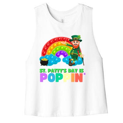 St Patricks Day Pop It Fidget Toy Leprechaun Gift Women's Racerback Cropped Tank