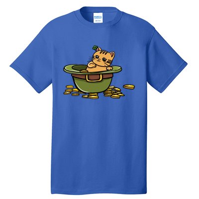 St Patrick's Day Cat And Pot Of Coins Gift Tall T-Shirt