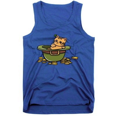 St Patrick's Day Cat And Pot Of Coins Gift Tank Top