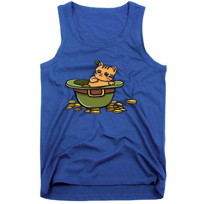 St Patrick's Day Cat And Pot Of Coins Gift Tank Top