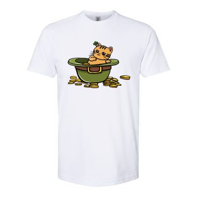 St Patrick's Day Cat And Pot Of Coins Gift Softstyle® CVC T-Shirt