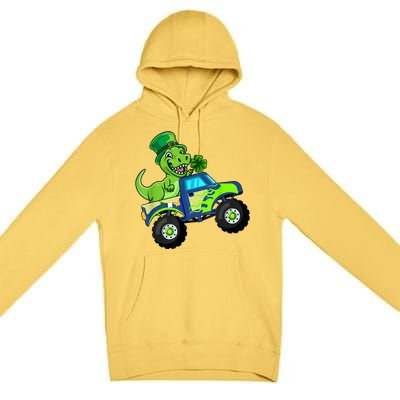 St Patricks Day Cute Dinosaur Monster Truck Gift Kid.s Boys Premium Pullover Hoodie