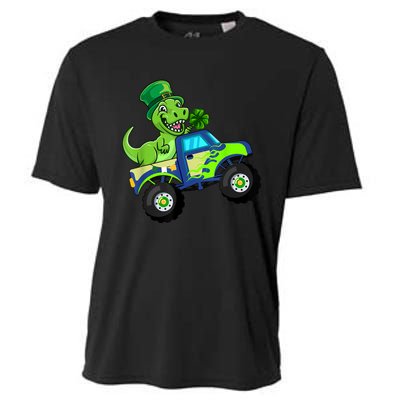 St Patricks Day Cute Dinosaur Monster Truck Gift Kid.s Boys Cooling Performance Crew T-Shirt