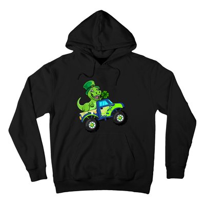 St Patricks Day Cute Dinosaur Monster Truck Gift Kid.s Boys Hoodie