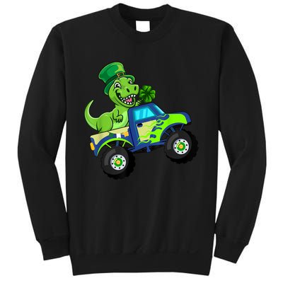 St Patricks Day Cute Dinosaur Monster Truck Gift Kid.s Boys Sweatshirt