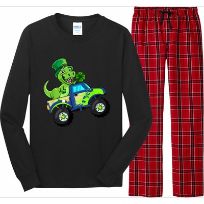 St Patricks Day Cute Dinosaur Monster Truck Gift Kid.s Boys Long Sleeve Pajama Set