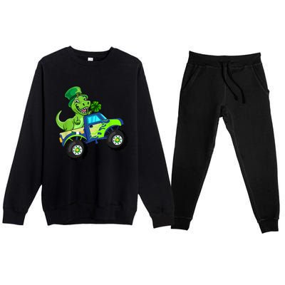 St Patricks Day Cute Dinosaur Monster Truck Gift Kid.s Boys Premium Crewneck Sweatsuit Set