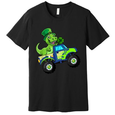 St Patricks Day Cute Dinosaur Monster Truck Gift Kid.s Boys Premium T-Shirt