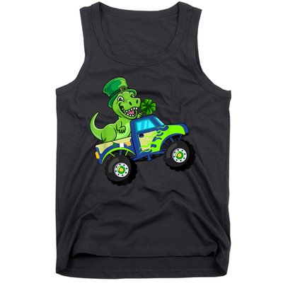 St Patricks Day Cute Dinosaur Monster Truck Gift Kid.s Boys Tank Top