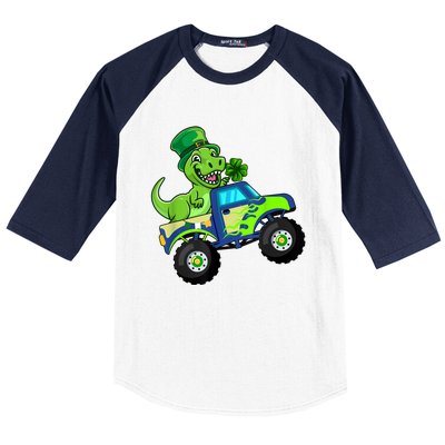 St Patricks Day Cute Dinosaur Monster Truck Gift Kid.s Boys Baseball Sleeve Shirt